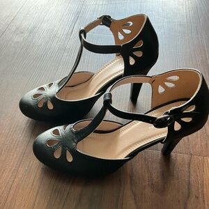 J.Adams Black Mary Jane Kitten Heel